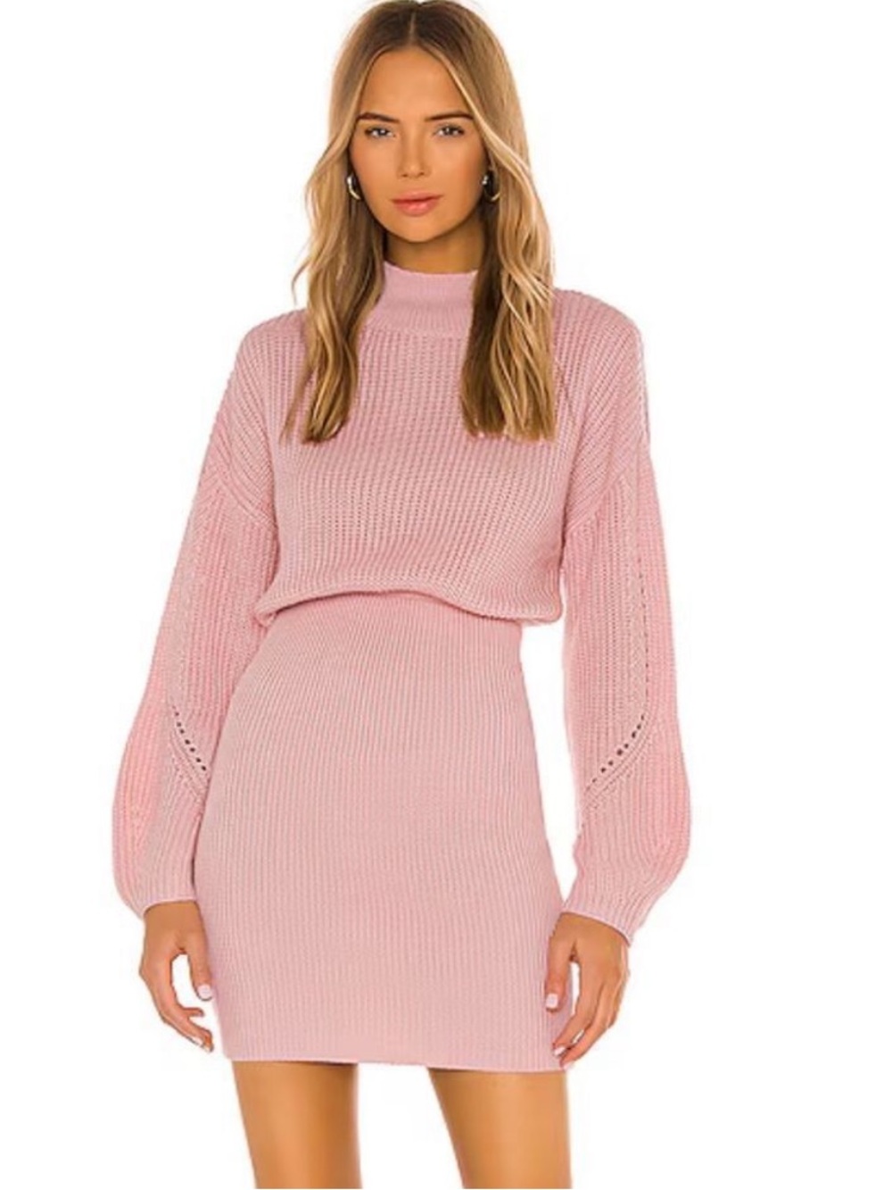 MAJORELLE Monette ribbed knit mini dress in a light pink color Sz s